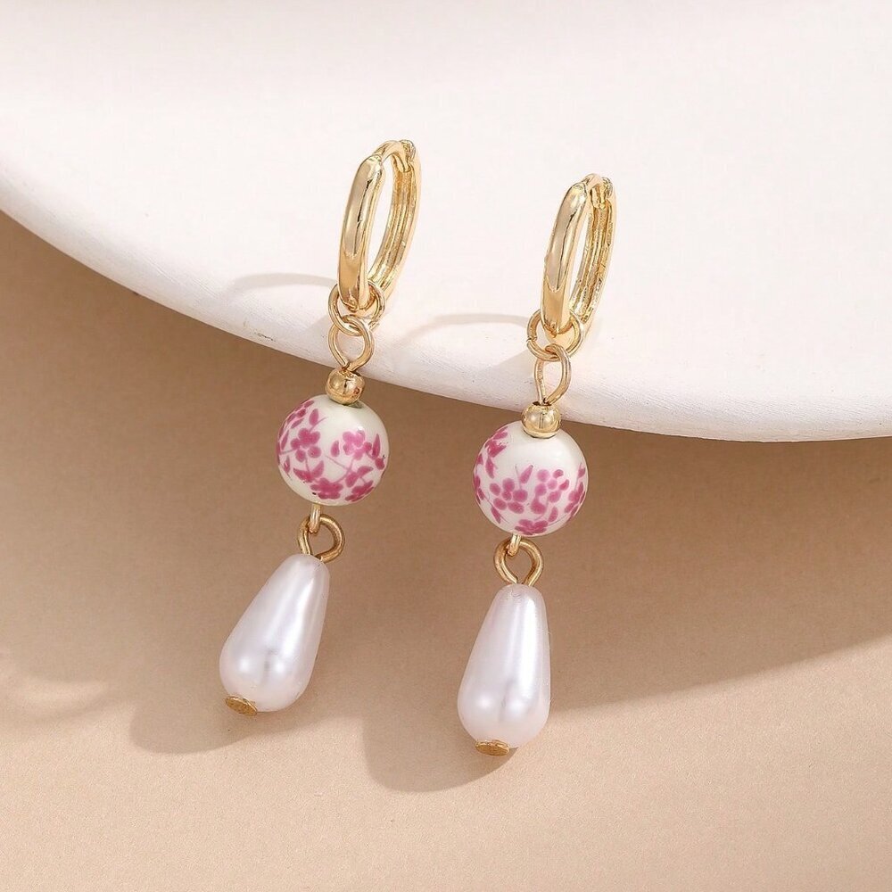 Multicolor Sexy Women's Style Faux Pearl Ceramic Pendant Earrings - Picture 5 of 11